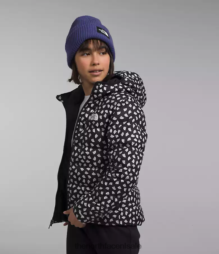 kinderen omkeerbare North-down jas met capuchon The North Face P464ZN906 kleding tnf zwarte tnf mini-toss-print