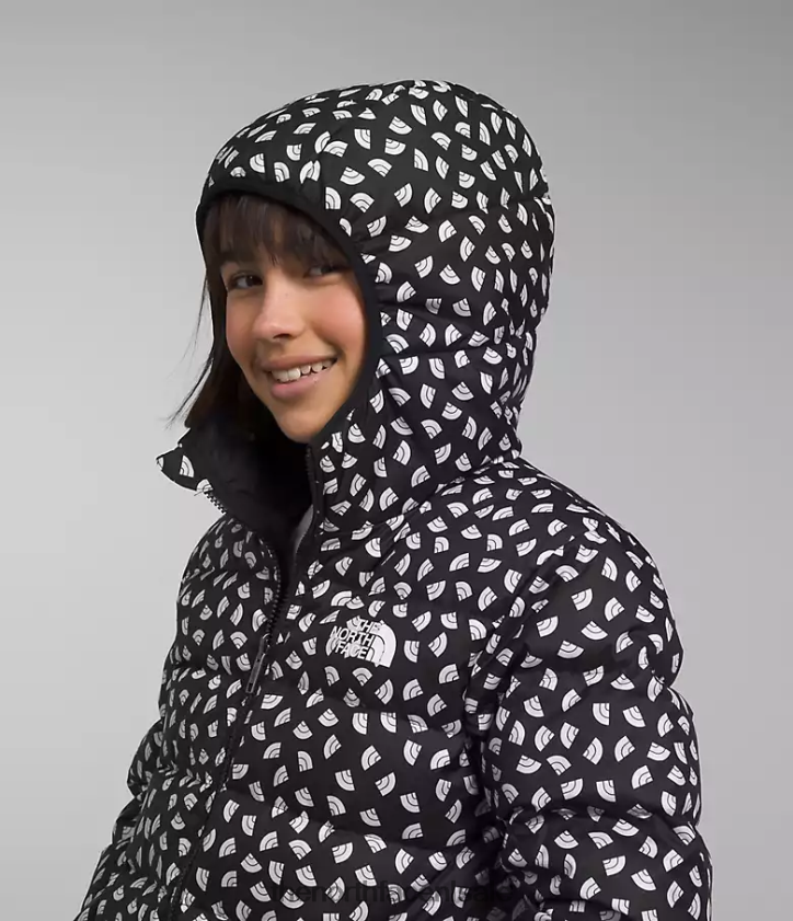 kinderen omkeerbare North-down jas met capuchon The North Face P464ZN906 kleding tnf zwarte tnf mini-toss-print