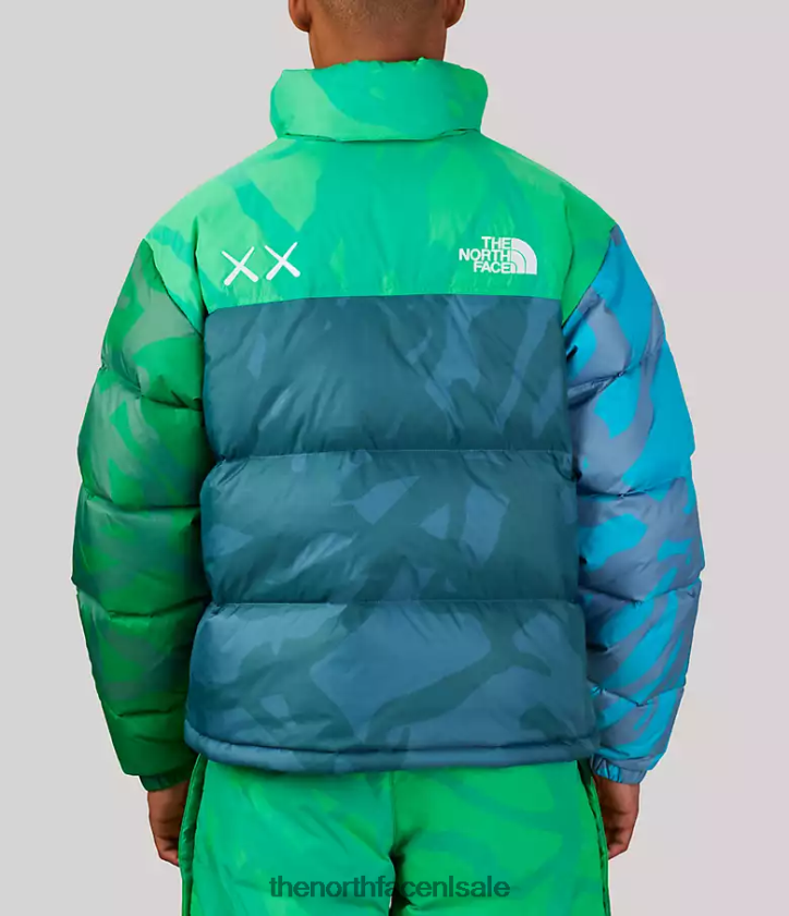 unisex Tnf x Kaws retro nuptse jas uit 1996 The North Face P464ZN591 kleding kw veiligheidsgroene nuptse print