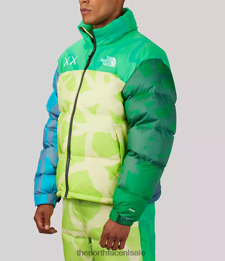 unisex Tnf x Kaws retro nuptse jas uit 1996 The North Face P464ZN591 kleding kw veiligheidsgroene nuptse print