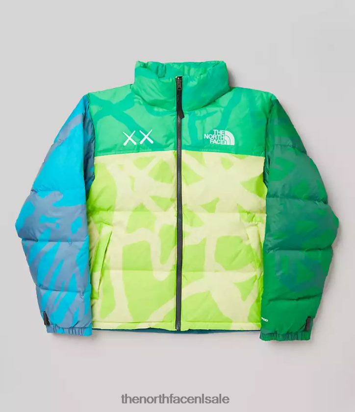 unisex Tnf x Kaws retro nuptse jas uit 1996 The North Face P464ZN591 kleding kw veiligheidsgroene nuptse print