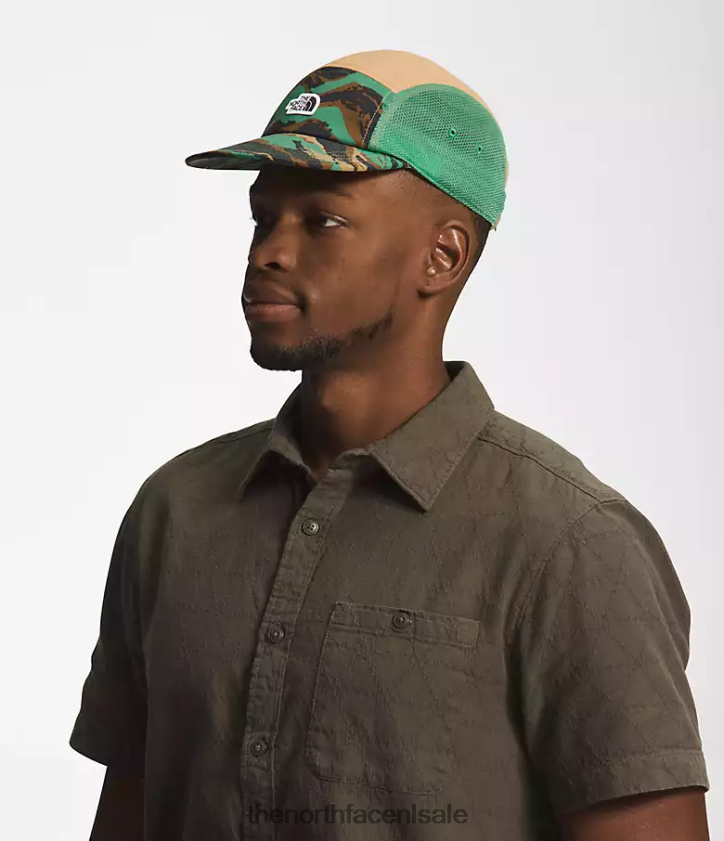 unisex klasse v kamphoed The North Face P464ZN1223 accessoire diep grasgroen geschilderde camouflageprint