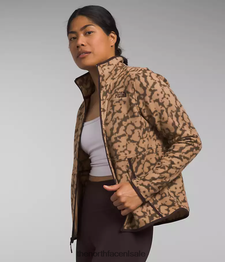 vrouwen Alpine Polartec 100-jas The North Face P464ZN442 kleding grafische kleurstofprint met amandelboter