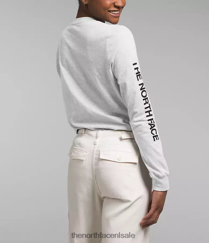 vrouwen Grafisch T-shirt met lange mouwen en mouwen The North Face P464ZN1095 kleding tnf lichtgrijs gemêleerd