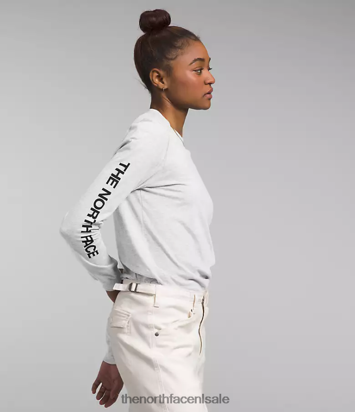vrouwen Grafisch T-shirt met lange mouwen en mouwen The North Face P464ZN1095 kleding tnf lichtgrijs gemêleerd