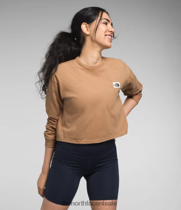 vrouwen Heritage patch-T-shirt met lange mouwen The North Face P464ZN849 kleding amandelboter