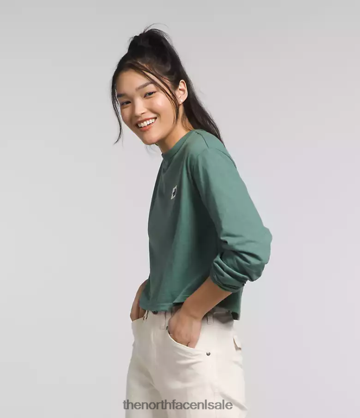 vrouwen Heritage patch-T-shirt met lange mouwen The North Face P464ZN852 kleding donkere salie