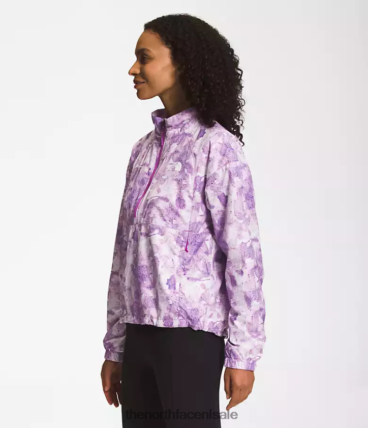 vrouwen Hydranaline trui 2000 The North Face P464ZN1019 kleding tonale kleurstofprint met paarse cactusbloemen