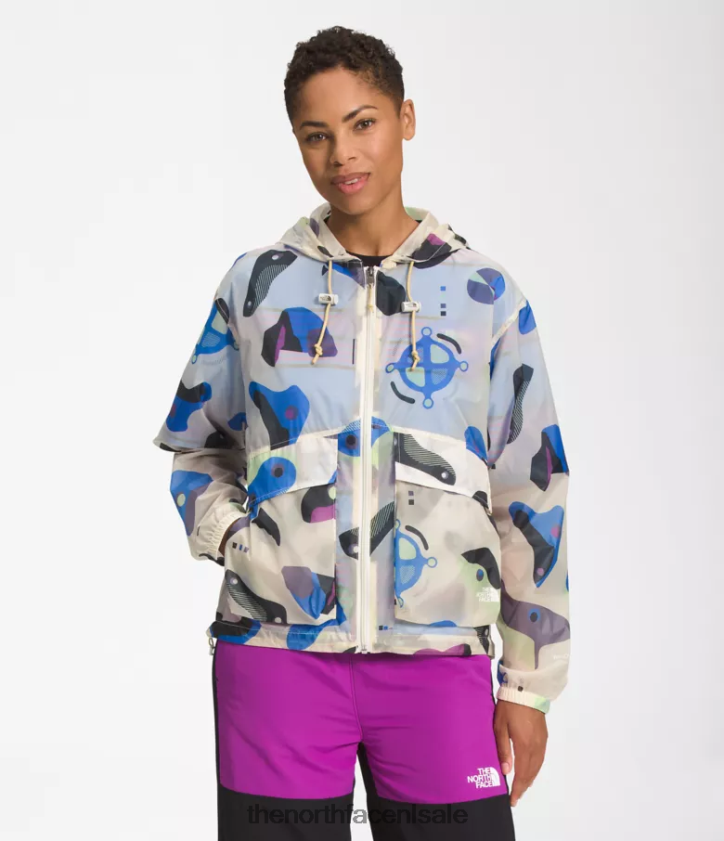 vrouwen M66 doorschijnende windhoodie The North Face P464ZN1230 kleding gardenia witte infographic print