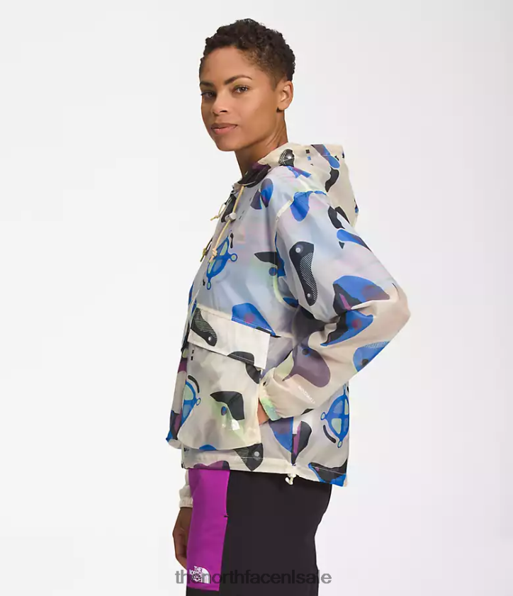 vrouwen M66 doorschijnende windhoodie The North Face P464ZN1230 kleding gardenia witte infographic print