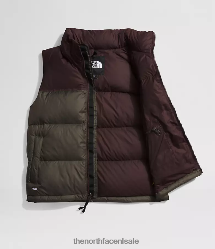 vrouwen Retro nuptse-vest uit 1996 The North Face P464ZN432 kleding nieuw taupegroen/kolenbruin
