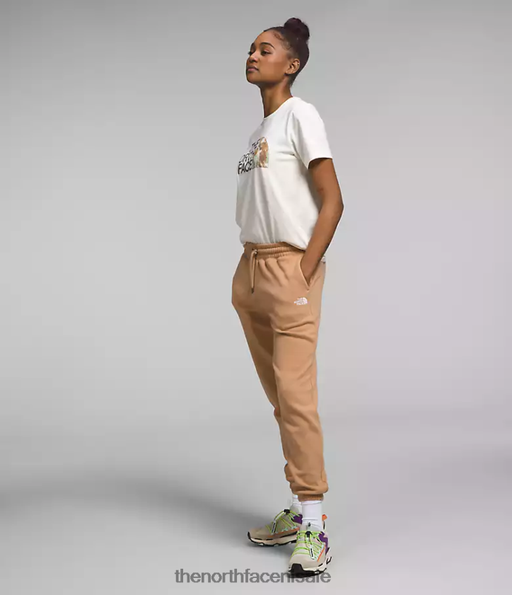 vrouwen fleece joggingbroek met halve koepel The North Face P464ZN977 kleding amandelboter/tnf wit