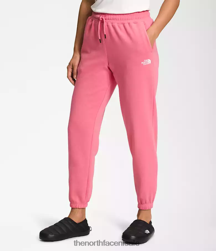 vrouwen fleece joggingbroek met halve koepel The North Face P464ZN982 kleding kosmo roze/tnf wit